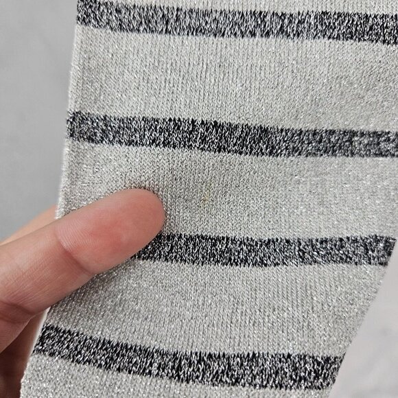 J. McLaughlin Ginger Metallic Stripe Sweater Silver Women’s Size S Preppy Party - Picture 9 of 11